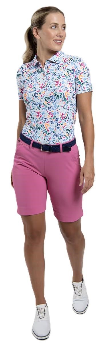 KJUS Enya Printed women's polo, white/poolside