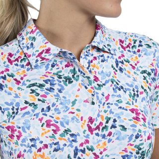 KJUS Enya Printed women's polo, white/poolside