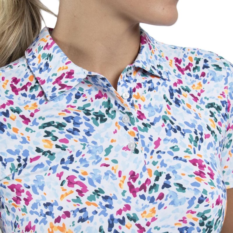 KJUS Enya Printed women's polo, white/poolside