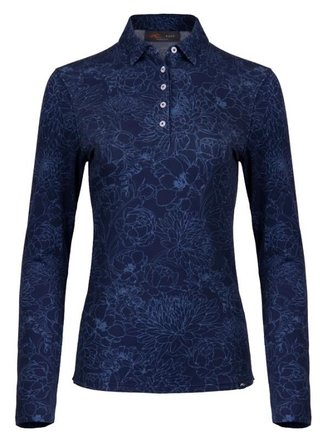 KJUS Hollow Pima Print longsleeve women's polo, atlanta blue/atlanta blue