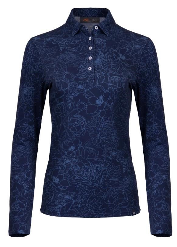 KJUS Hollow Pima Print longsleeve women's polo, atlanta blue/atlanta blue
