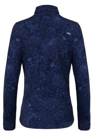 KJUS Hollow Pima Print longsleeve women's polo, atlanta blue/atlanta blue
