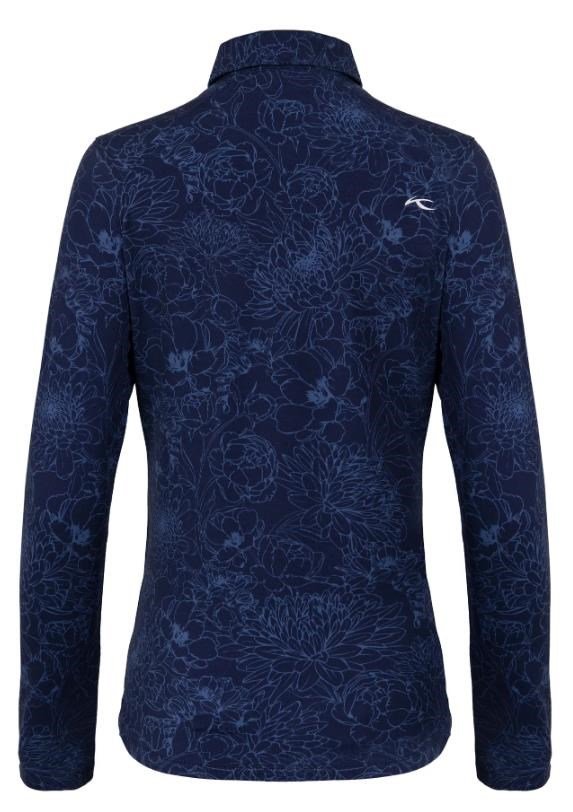 KJUS Hollow Pima Print longsleeve women's polo, atlanta blue/atlanta blue
