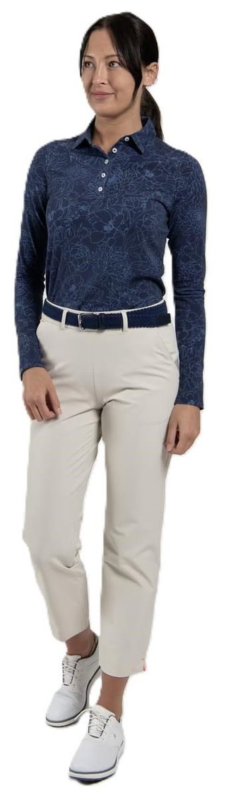KJUS Hollow Pima Print longsleeve women's polo, atlanta blue/atlanta blue