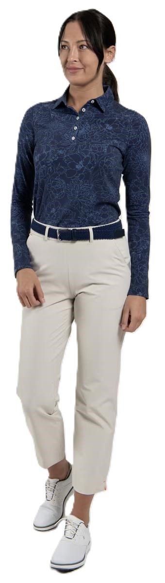 KJUS Hollow Pima Print longsleeve women's polo, atlanta blue/atlanta blue