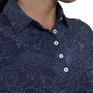 KJUS Hollow Pima Print longsleeve women's polo, atlanta blue/atlanta blue