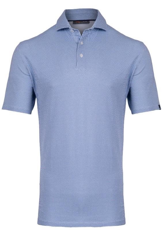 KJUS Hollow Pima Print men's polo, white/catamaran