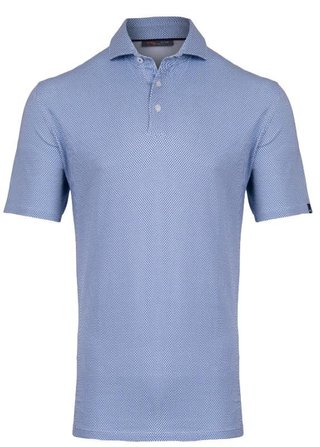 KJUS Hollow Pima Print men's polo, white/catamaran