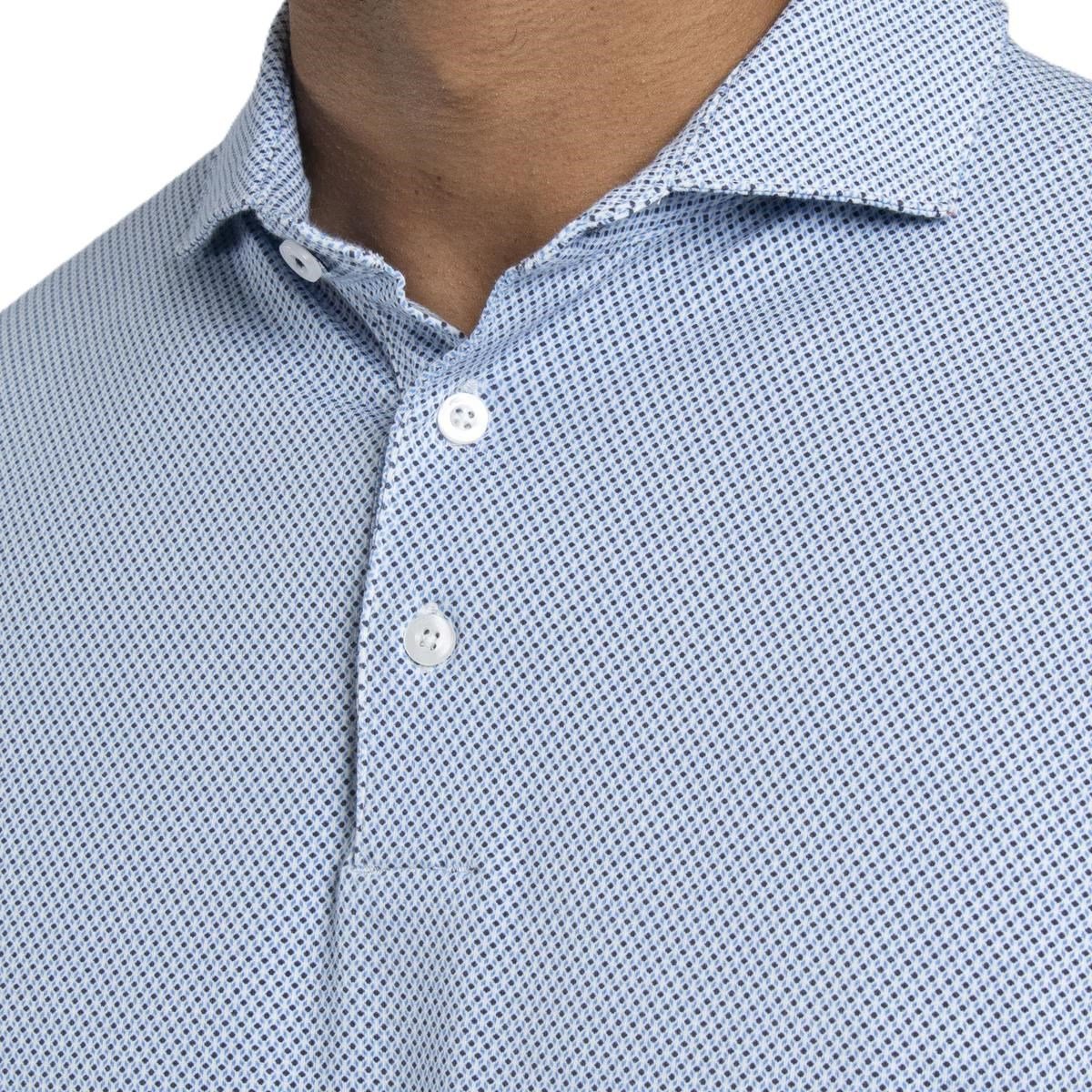 KJUS Hollow Pima Print men's polo, white/catamaran