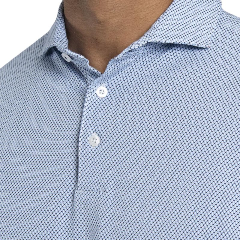 KJUS Hollow Pima Print men's polo, white/catamaran