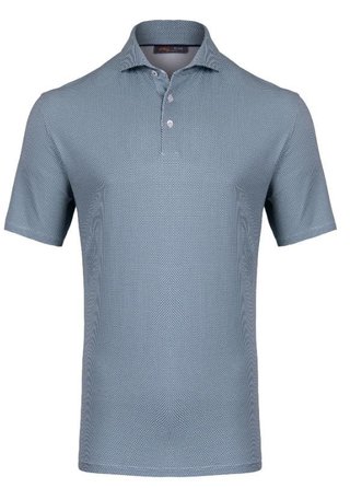 KJUS Hollow Pima Print men's polo, riverbank/white