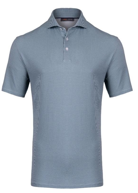 KJUS Hollow Pima Print men's polo, riverbank/white
