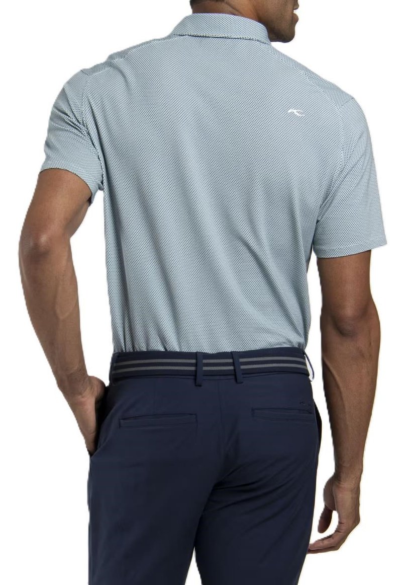 KJUS Hollow Pima Print men's polo, riverbank/white