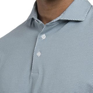 KJUS Hollow Pima Print men's polo, riverbank/white