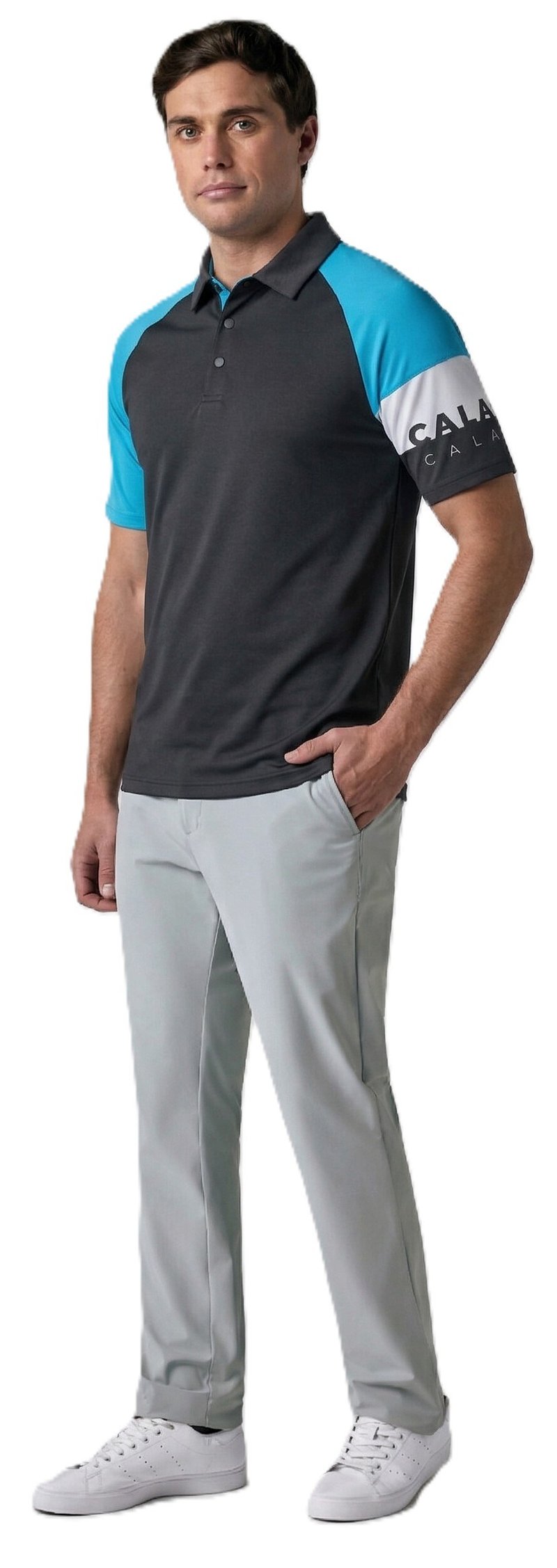 Callaway Modern Traveler Premium Mixed Texture men's polo, anthracite