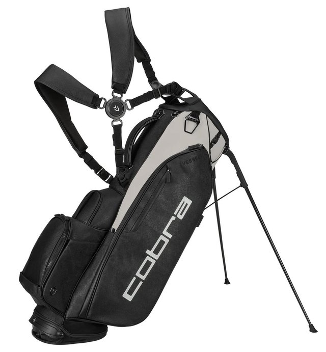 Stand bag with the legs out, dual carry strap visible