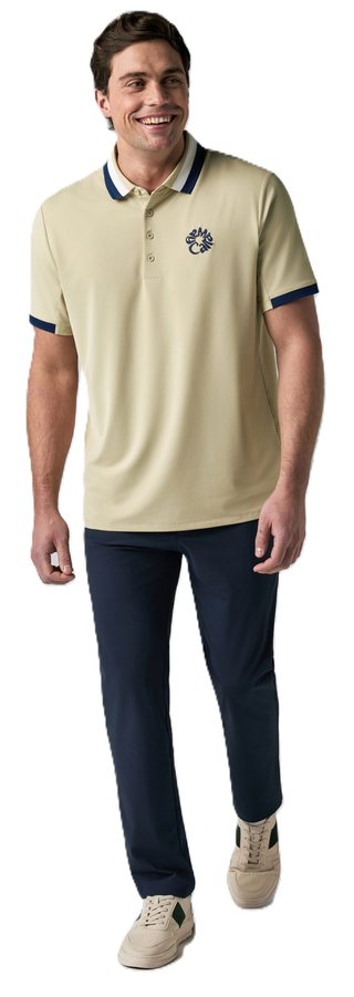 Callaway Mid Century Striped Rib Collar men's polo, fields of rye