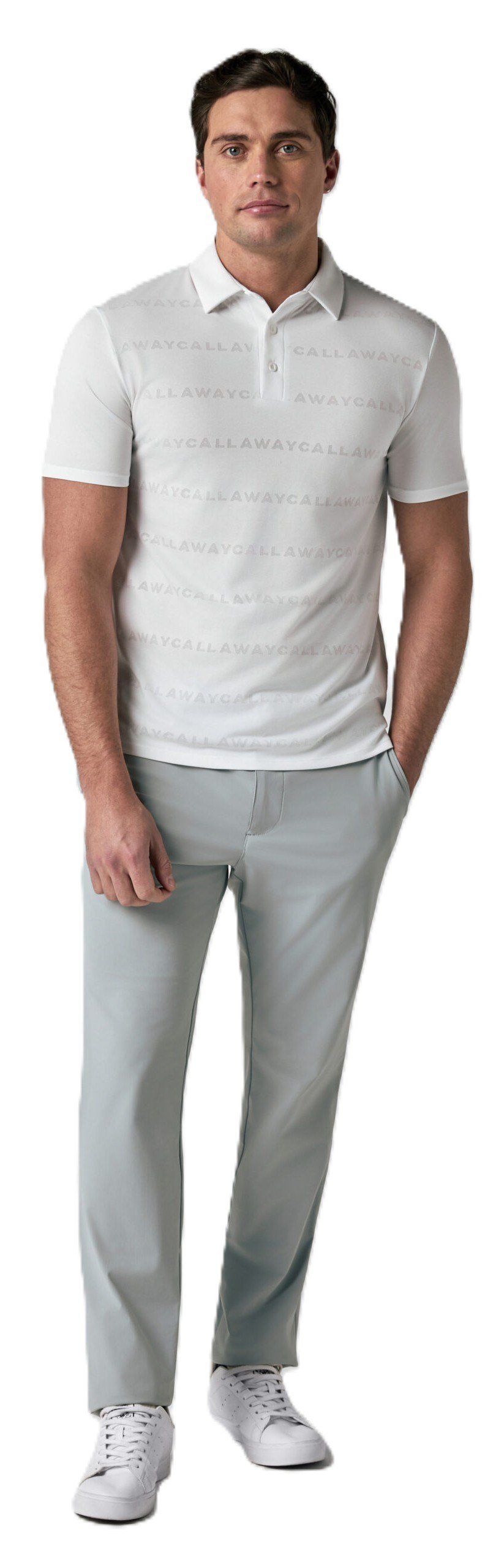 Callaway Mid Century Jacquard men's polo, bright white