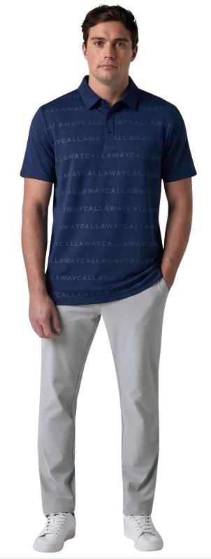Callaway Mid Century Jacquard men's polo, medieval blue