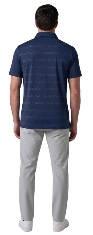 Callaway Mid Century Jacquard men's polo, medieval blue