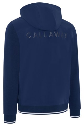 Callaway Mid Century Mixed Media Hooded 1/4 Zip men's sweatshirt, medieval blue
