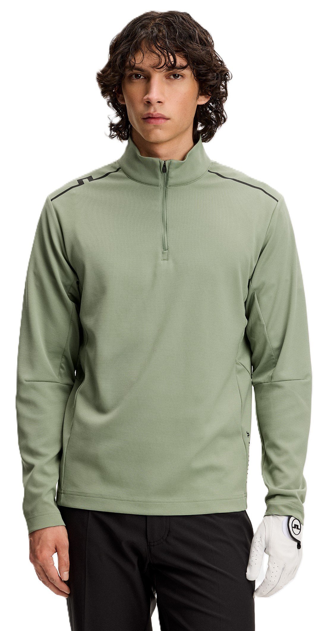 J.Lindeberg Leon Quarter Zip men's sweatshirt, hedge green
