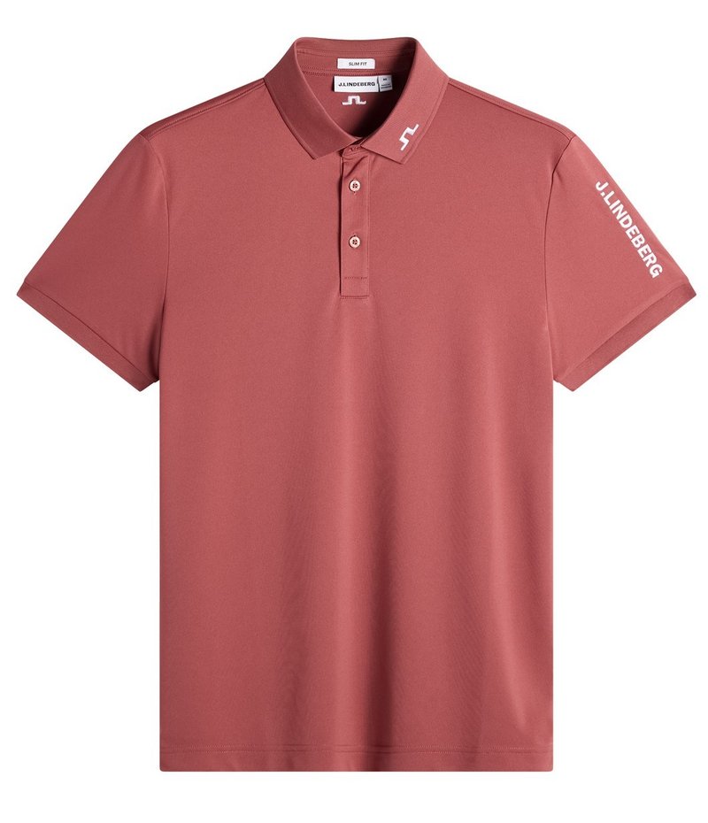 J.Lindeberg Tour Tech Slim Fit men's polo, apple butter