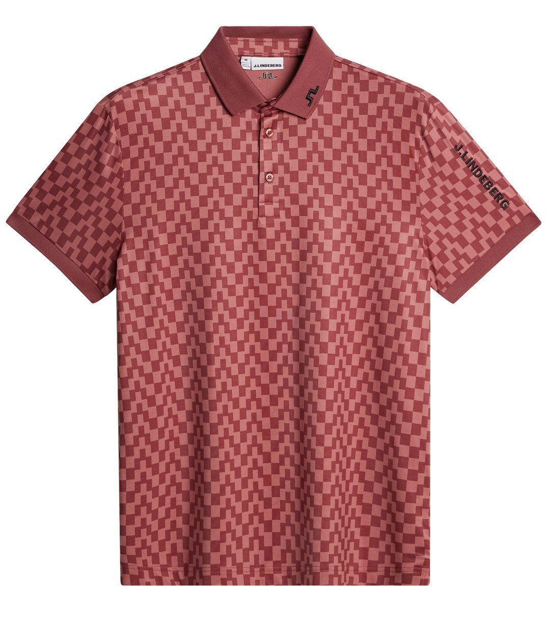 J.Lindeberg Tour Tech Print men's polo, bridge stack apple butter