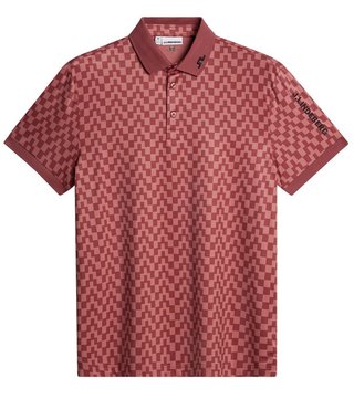 J.Lindeberg Tour Tech Print men's polo, bridge stack apple butter