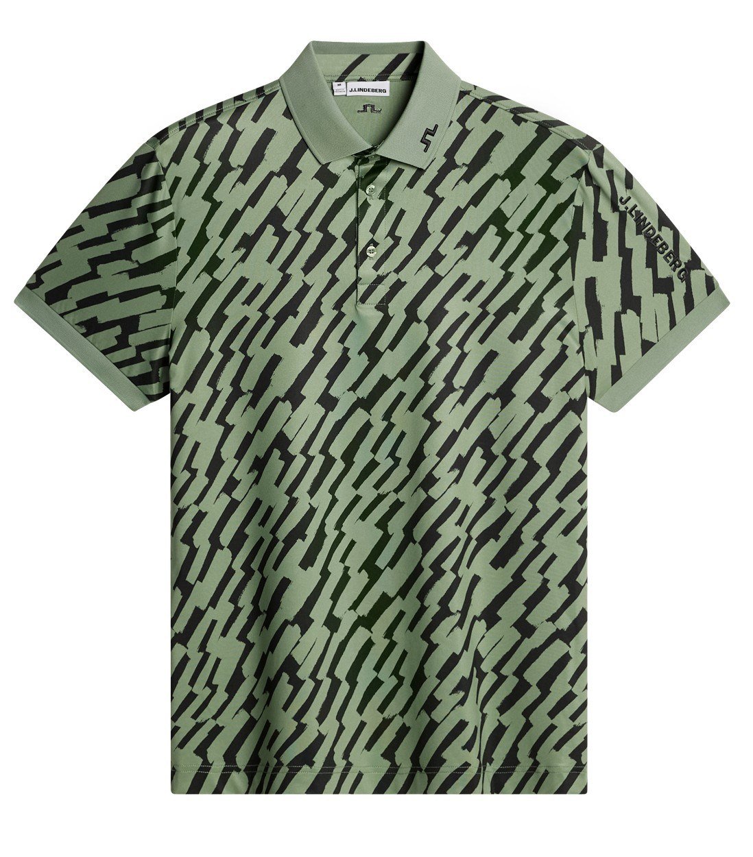 J.Lindeberg Tour Tech Print men's polo, oak green
