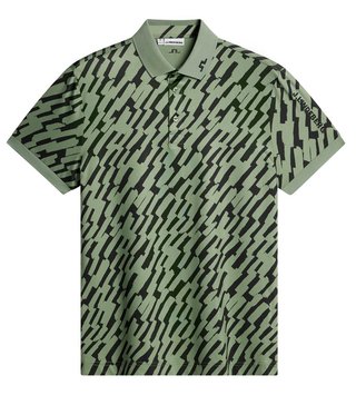 J.Lindeberg Tour Tech Print men's polo, oak green