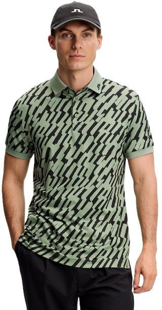 J.Lindeberg Tour Tech Print men's polo, oak green