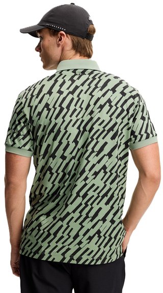 J.Lindeberg Tour Tech Print men's polo, oak green