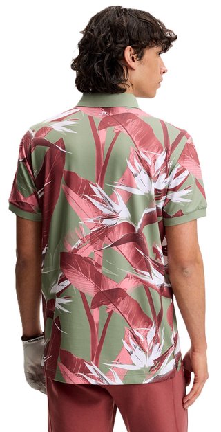 J.Lindeberg Tour Tech Print men's polo, paradise hedge green