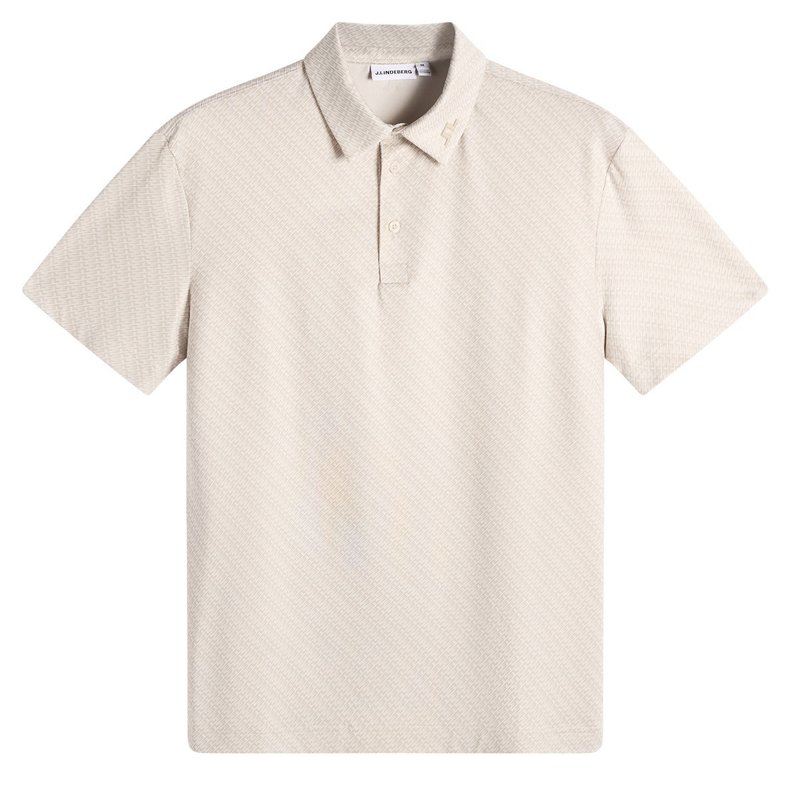 J.Lindeberg Tod Print men's polo, flight bridge moonbeam