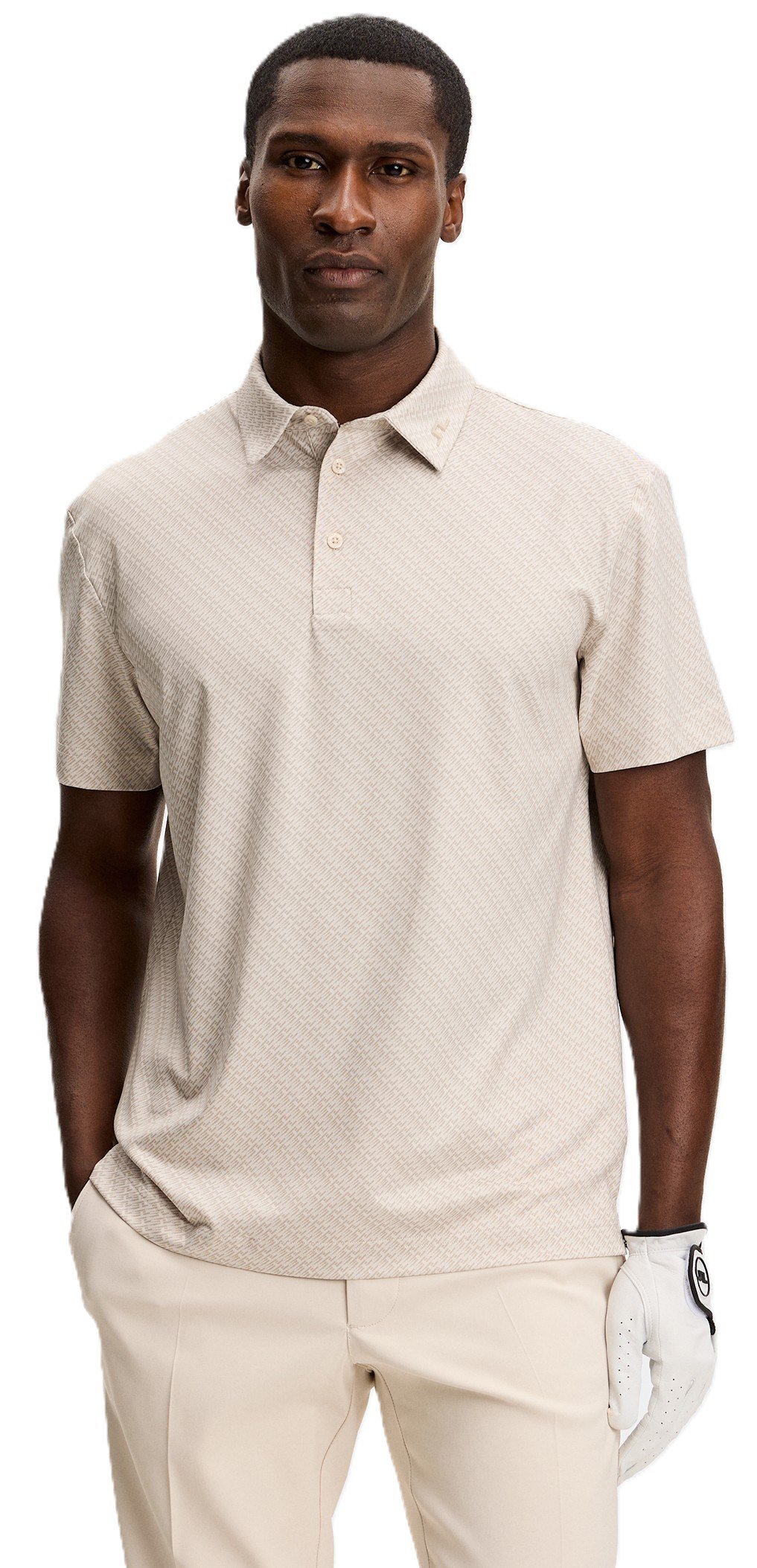 J.Lindeberg Tod Print men's polo, flight bridge moonbeam