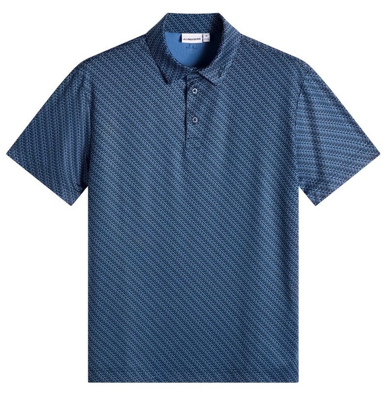J.Lindeberg Tod Print men's polo, flight bridge navy fed