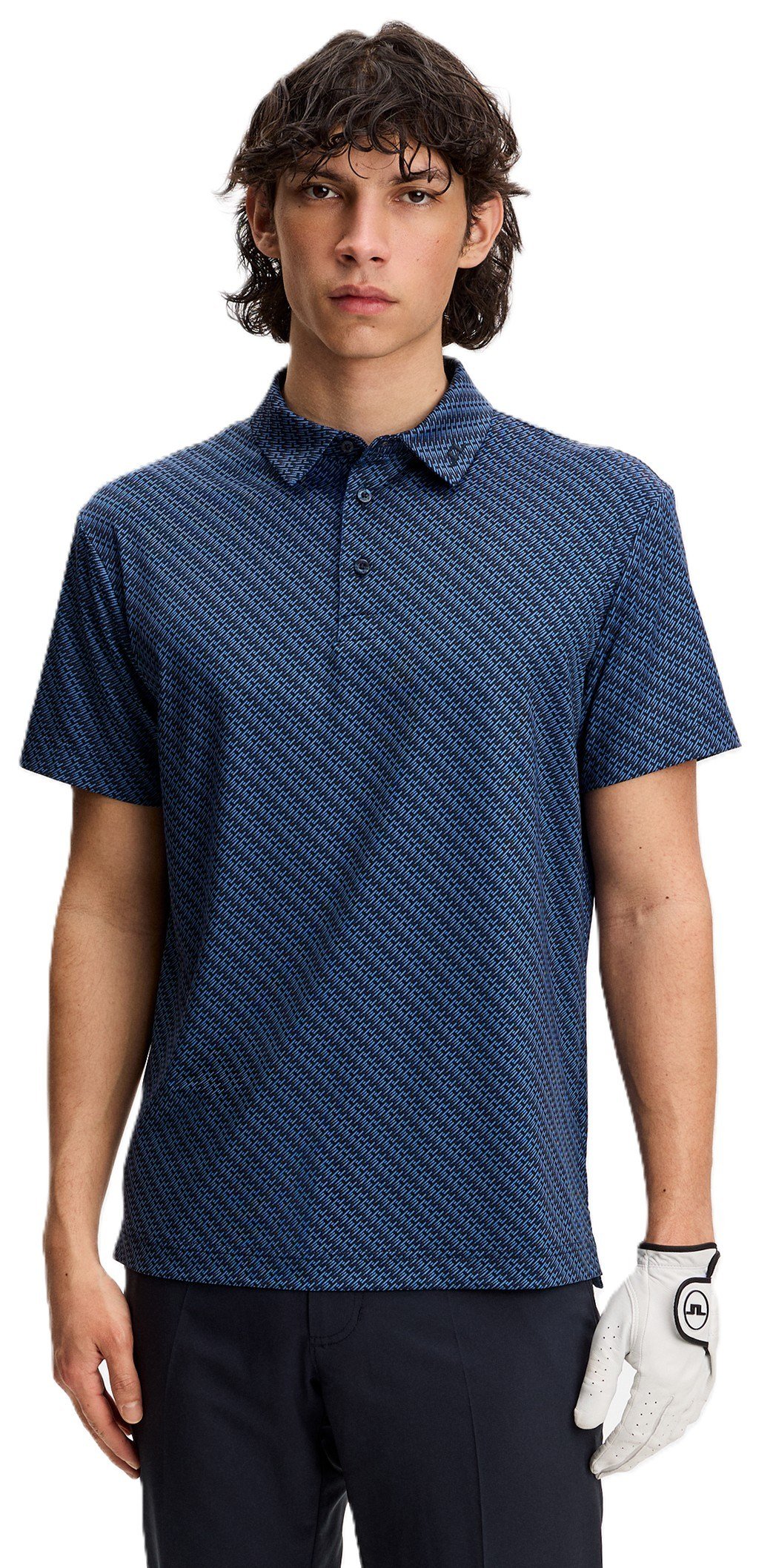 J.Lindeberg Tod Print men's polo, flight bridge navy fed