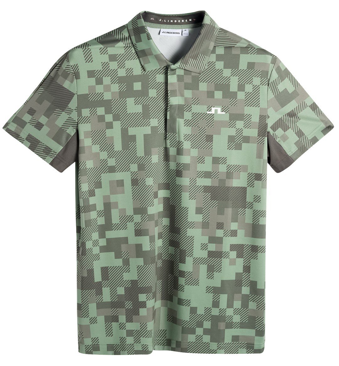J.Lindeberg Dario Tour Print men's polo, tour 26 tonal green