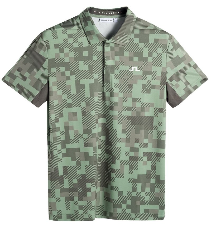 J.Lindeberg Dario Tour Print men's polo, tour 26 tonal green