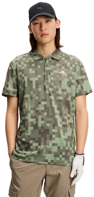 J.Lindeberg Dario Tour Print men's polo, tour 26 tonal green