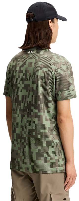 J.Lindeberg Dario Tour Print men's polo, tour 26 tonal green
