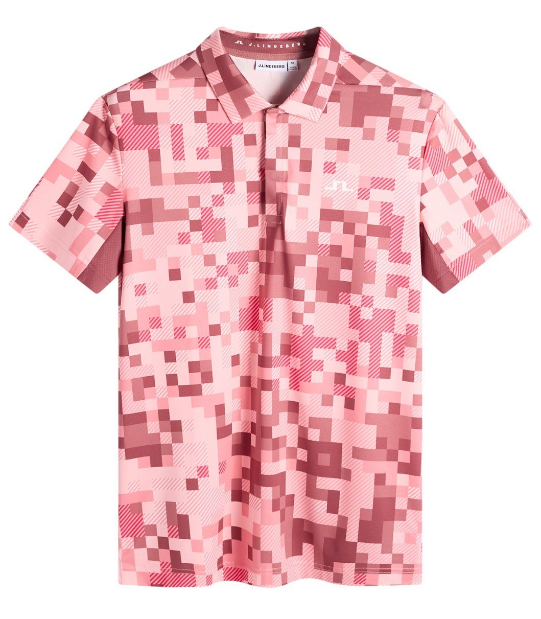 J.Lindeberg Dario Tour Print men's polo, tour 26 pink