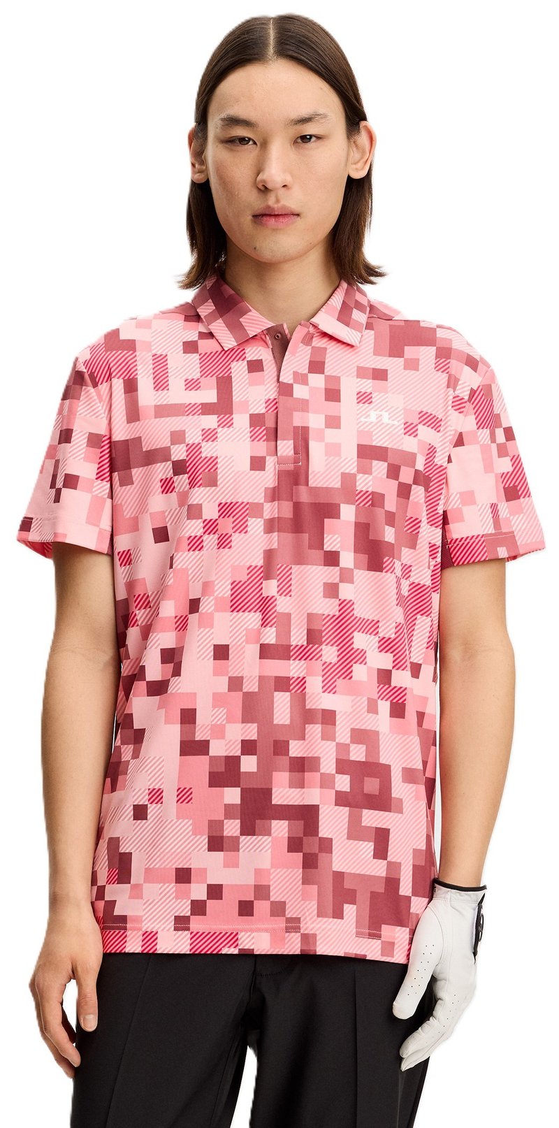 J.Lindeberg Dario Tour Print men's polo, tour 26 pink