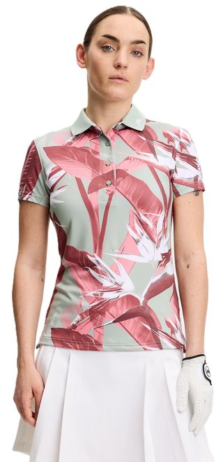 J.Lindeberg Tour Tech Print women's polo, paradise jadeite