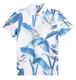 J.Lindeberg Tour Tech Print ladies women's polo, paradise skylight