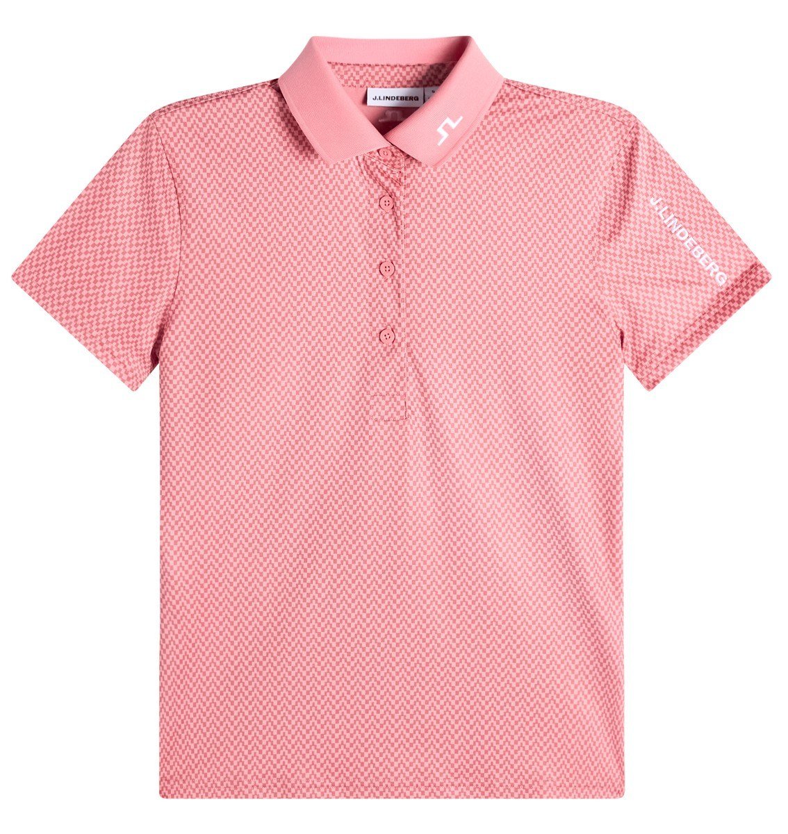 J.Lindeberg Tour Tech Print ladies polo, bridge stack rose