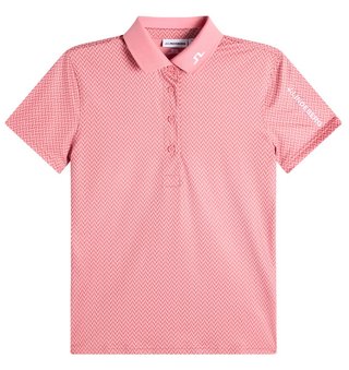 J.Lindeberg Tour Tech Print ladies polo, bridge stack rose