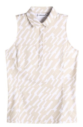 J.Lindeberg Dena Print Sleeveless women's polo, oak island fossil