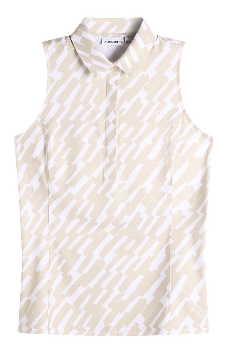 J.Lindeberg Dena Print Sleeveless women's polo, oak island fossil